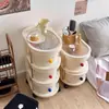 Estante de almacenamiento tipo crema, carrito de bocadillos, soporte para cosméticos, estantería de dormitorio, mesita de noche, estante de almacenamiento móvil debajo de la cama