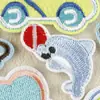 Patches Termocolantes Bordados em Computador com Letras em Inglês, Desenhos de Carros e Animais, Acessórios Decorativos para Roupas, Patches de Tecido para Decoração de Bolsas
