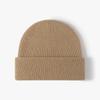 Gorro de Punto de Lana Merino de Doble Capa para Invierno para Mujer con Circunferencia de Cabeza Grande, Estilo Europeo y Americano Transfronterizo, Gorro de Lana Cálido Liso con Protección para las Orejas