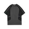 Camiseta de Manga Corta con Cuello Redondo Patchwork Estilo Retro Americano 2026 Verano Nuevo Estilo Holgada Casual Versátil Manga Tres Cuartos Top de Moda