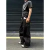 Jeans de cintura elástica de moda para hombre, pantalones largos casuales rectos holgados de primavera, versátiles negros lavados estilo americano ins