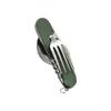 Cuchillo, Tenedor y Cuchara Plegables Multifuncionales Desmontables de Seis Piezas Operados por el Fabricante, Cubiertos Portátiles para Exteriores