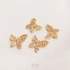Pingente de borboleta com zircônia incrustada que retém a cor, brincos de pulseira de ouro 14K, pingente de joias artesanais faça você mesmo, acessórios de pingente