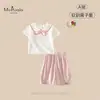 Xiafan Verano Nuevo Estilo Conjunto de Dos Piezas para Bebés y Niños Pequeños Clase A Camiseta de Manga Corta Versátil con Lazo y Pantalones Cortos