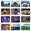 Imanes de Refrigerador de Vidrio Escénico de Guiyang: Souvenirs Turísticos del Pueblo Antiguo de Qingyan, Cordilleras al Atardecer, Muros Antiguos en Capas y Paisajes de Montaña Extensos