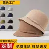 Gorro de Lana Personalizado para Otoño e Invierno, Sombrero de Pescador para Mujer, Sombrero Fedora Pequeño y Elegante con Lazo Francés