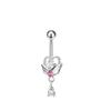 Atacado de fábrica europeu e americano popular cupido amor rosa pingente umbigo anel amor zircão umbigo unha piercing no corpo