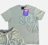 Estética Y2k Conjunto de 2 piezas gótico para hombre Camiseta con alfabeto hip hop Pantalones cortos de pierna ancha con cordón Traje Colegio Americano