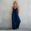 Mono de tirantes ancho de pierna recta para mujer, estilo europeo y americano transfronterizo, cuello en V, ropa de mujer casual texturizada, holgada, multicolor