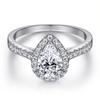 Anillo de Plata 925 Estilo Europeo y Americano Tonglin para Mujer, Anillo con Zirconia de 1.5Ct en Forma de Gota de Agua Niche, Juego de Anillos Apilables en Forma de V