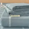 Lençol de Cama de Algodão Peça Única 100% Algodão Verão Dormitório Estudantil Capa de Cama Uso Doméstico Capa de Colcha Fronha Conjunto de Três Peças Xadrez
