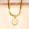 Colar Cruz de Aço Inoxidável Fundido Transfronteiriço Pingente Único Diamante Redondo de Alta Qualidade Cruz Aço Titânio Acessórios de Joias DIY