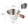 Mango de Madera de Haya Taza Medidora para Espresso Italiano Acero Inoxidable con Escala Jarra Pequeña para Leche Taza Receptora de Extracción de Líquido de Café