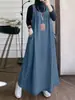 Comércio Transfronteiriço 2025 Sudeste Asiático Primavera e Outono Nova Saia Longa Vintage com Bolsos Ampla Casual Jeans Suspensório Saia