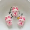 Accesorios de resina DIY de oso y conejo de dibujos animados brillantes, materiales para horquillas y cintas para el cabello hechas a mano, corazón cereza