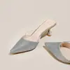 Lentejuelas color champán destellantes finas hermosa falda de outer wear para mujer baotou pantuflas de tacón alto tacón fino talla grande 41-43