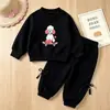 Conjunto de sudadera de caricatura de ardilla y cachorro de principios de otoño para niños y niñas, nuevos pantalones jogger, conjunto casual de dos piezas para hermanos