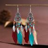 Pendientes de Plumas de 13+1 Colores Pendientes Artesanales Redondos con Gota de Aceite Estilo Étnico Retro Resort Tu Tixi