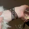 Pulsera de Diamante Cuadrado de Tres Capas con Apertura Cruzada Lujo Ligero Pulsera de Gama Alta Moda Personalizada Temperamento Joyería de Mano Creativa para Mujeres