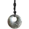 Collar con Colgante de Broche de Seguridad Doble Curvado Redondo de Amatista Natural y Obsidiana de 4 cm Joyería Transfronteriza