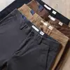 Pantalones grises de alta gama para hombre, sarga lavada, otoño e invierno, algodón grueso, microelástico, cintura media-alta, corte recto holgado, pantalones casuales
