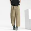 Pantalones de Verano Finos para Hombre Tencel Lyocell Pantalones de Nueve Cuartos Estilo Globo Pantalones Casuales Rectos de Seda Helada para Hombre