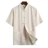 Conjunto Curto de Linho de Verão NN Estilo Tang para Homens de Meia-Idade e Idosos, Hanfu Estilo Chinês, Roupa Casual de Algodão e Linho Estilo Chinês para Homens