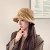Sombrero de Pescador de Color Sólido con Borde Enrollado, Versátil y de Moda para Mujer, Otoño e Invierno, Plegado, Adelgazante, Lentejuelas, Cálido, Cortavientos