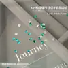 Decoraciones para uñas de fondo plano color esmeralda, diamantes K9 de fondo plano biselados de forma irregular súper brillantes, estilos mixtos de diamantes para uñas color verde oscuro en forma de marquisa