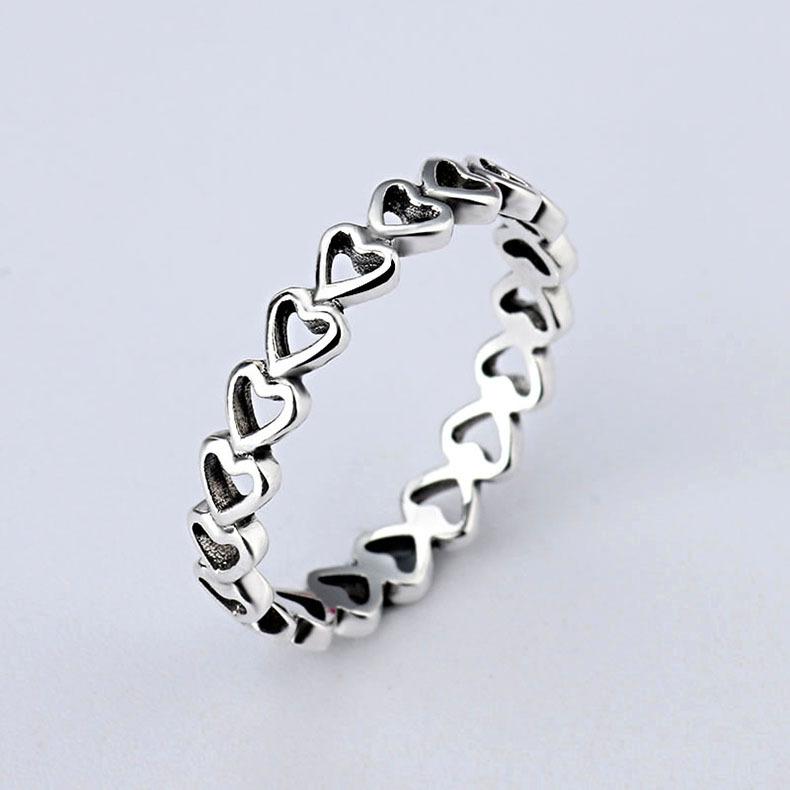 纯色桃心组合镂空戒指创意女式节日小礼品时尚手饰批发欧美对戒