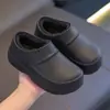 Zapatillas de Invierno Impermeables de EVA para Mujer, Suela Gruesa, Forradas de Felpa, Cálidas, con Cubre-Cabeza, Antideslizantes para el Hogar, Resistentes a la Suciedad, de Piel y Algodón
