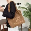 Bolso tote bordado con letras estilo coreano para mujer, nuevo, de gran capacidad, ligero, de tela de nailon, bolso de mano casual de hombro cruzado