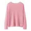 Suéter de Cachemira de Manga Larga para Mujer, Moda Nueva, Cálido, Versátil, Elegante, Color Sólido, Cuello Redondo, Protección contra el Frío