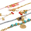 Pulsera Colgante Moneda Ojo Turquesa Azul Más Vendida Transfronteriza Mengjia Acero Inoxidable Cierre de Primavera Cereza Goteo de Aceite Pulsera para Mujer