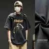 Camiseta Masculina de Manga Curta 100% Algodão Verão Estilo Coreano Ins Tendência Jovem Solta e Versátil Top Casual