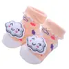 Calcetines para niños con diseño de muñeco de dibujos animados tridimensional lindo de comercio exterior, calcetines de bebé antideslizantes a rayas y lunares transfronterizos