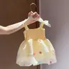 Vestido de tirantes para niña 2026 Verano Nuevo Estilo Dulce y Lindo Colorido de Lunares Vestido Abullonado a la Moda Vestido de Princesa