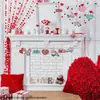 16 de Madera Romántico Día de San Valentín Rojo Verde Puntos Cuadros Tema de Amor Fiesta Fiesta Árbol Festivo Colgante