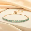 Pulseira Ajustável com Zircônia Verde Haze Inserida em Cobre Quadrado de 3mm Estilo Fashion Ins Estilo Quente da Amazon