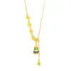 Collar de Borla de Calabaza Color Arena Dorada Esmalte Popular en Vivo Cadena para Clavícula Estilo Chino Nuevo Retención de Color Alta Venta al por Mayor