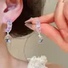 Pendientes de Tachuela en Forma de C de Resina Translúcida Hielo con Circonita Cúbica Aguja de Plata Pendientes con Sentido de Diseño de Nicho Pendientes de Accesorios con Temperamento Suave Lujo Ligero Sensación de Alta Gama