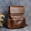 Nuevo Mochila de Viaje Portátil para Hombre de Cuero Crazy Horse Retro Mochila de Cuero Genuino Piel de Vaca Gran Capacidad Bolsa para Computadora Casual