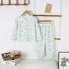 Pijama feminino verão roupas casuais para casa meninos conjunto de cardigã infantil fofo roupas para crianças pequenas e médias estudantes roupas para ar condicionado