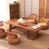 Fornecimento de Fábrica Tatami Japonês Simples Quadrado Mesa de Chá Zen de Olmo Velho Mesa de Chá Kung Fu Mesa de Janela de Canto