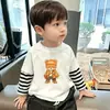 Camiseta de manga larga para niño, nuevo modelo otoño 2026, playera básica de algodón puro para niños, top estiloso para niños, dos piezas para primavera y otoño