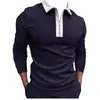 Transfronteiriço 2021 Europeu e Americano AliExpress Amazon nova camiseta POLO com zíper, combinação de cores, masculina, manga longa, top