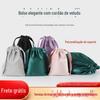 Calças de Veludo com Bolso de Aba e Cordão, Prontas com Logo Imprimível, Bolsa para Guardar Joias, Fones de Ouvido, Pequenos Itens