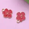 Jg021 Pingente Flor de Cinco Pétalas Folha Gota de Óleo Cloisonné Acessórios de Joia Liga de Zinco DIY Pingente para Pulseira Brinco