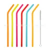 Cano de silicone colorido para estudante, crianças, canudo para beber bebidas de suco de frutas, canudo reto, curvo, oblíquo para chá com leite, atacado