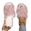 Pantuflas Peludas Populares Transfronterizas con Punta Cerrada para Otoño e Invierno, Zapatos de Felpa para Interiores de Mujer, Zapatos de Algodón Cálidos y Gruesos